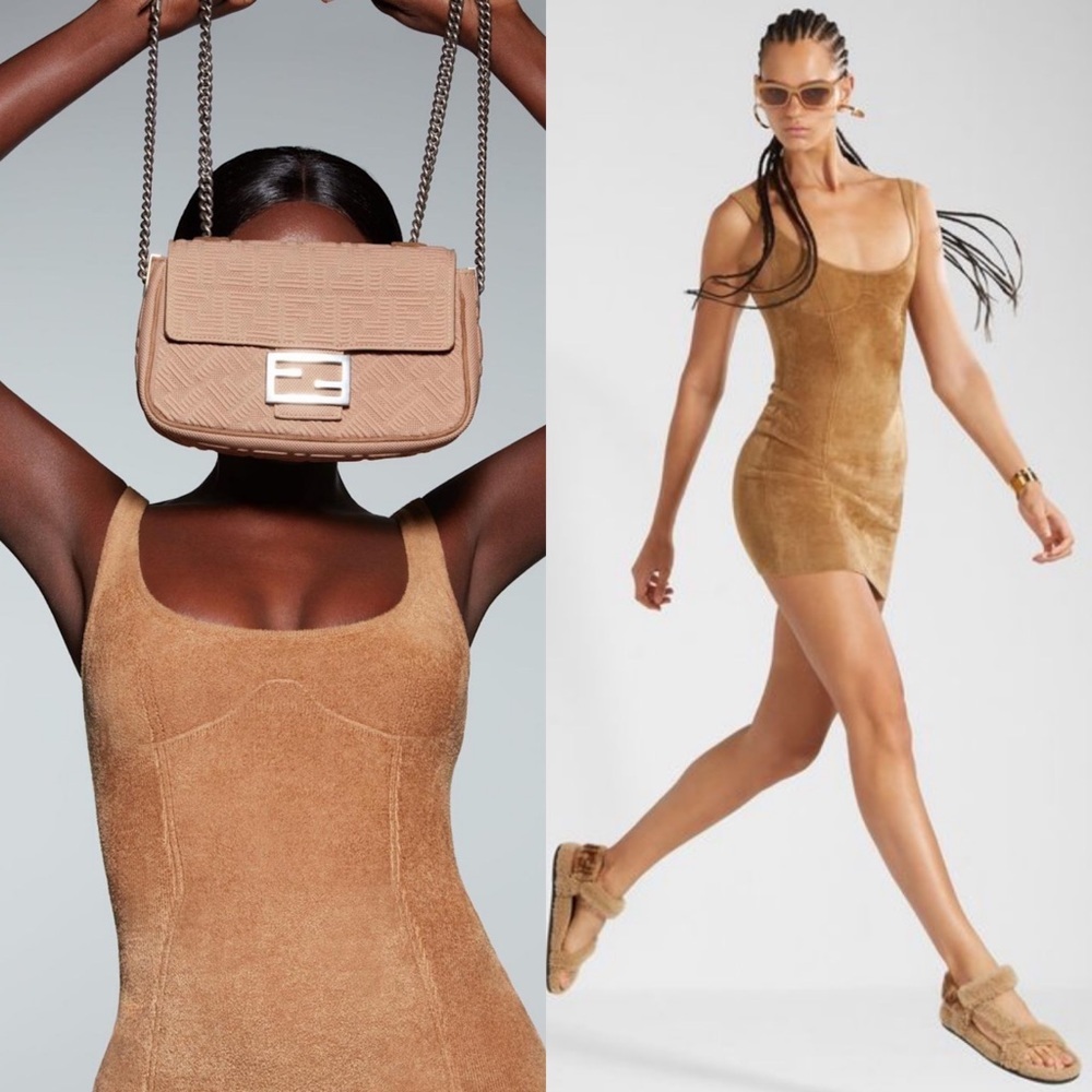 Fendi x Skims brown/tan velvet knit dress size 42 (US 6) NEW! New with tags! - Picture 3 of 16